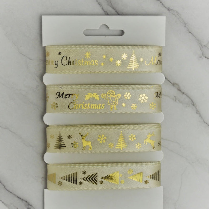 55086 - Merry Christmas Selection Packs : 4 x 2 Metre LengthsCream