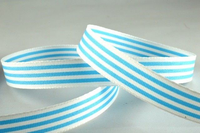 15mm Baby Blue Candy Stripes Ribbon x 20 Metre Rolls!