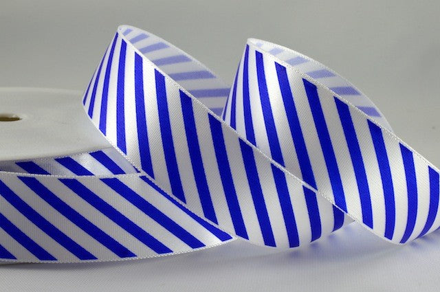54351 - 38mm Candy Stripe Ribbon x 100 Metre Rolls!75 Blue