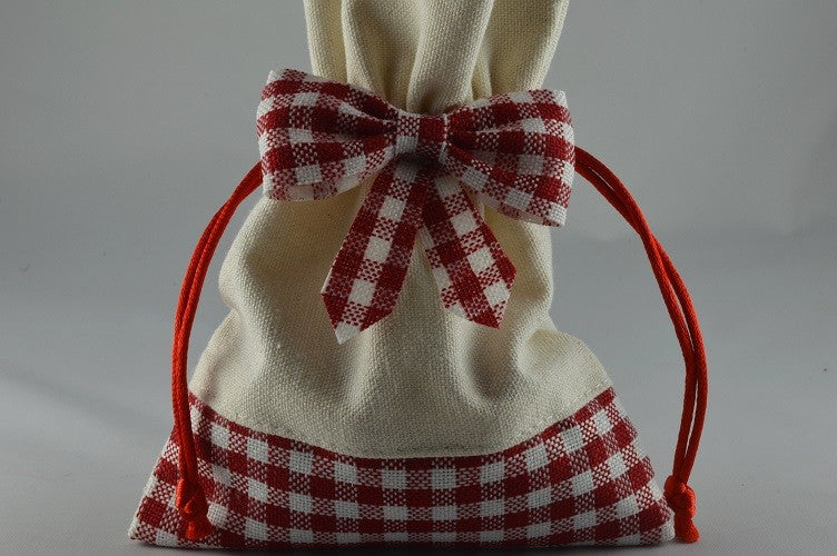Cream Gingham Gift Bags (Packs of 5)Red