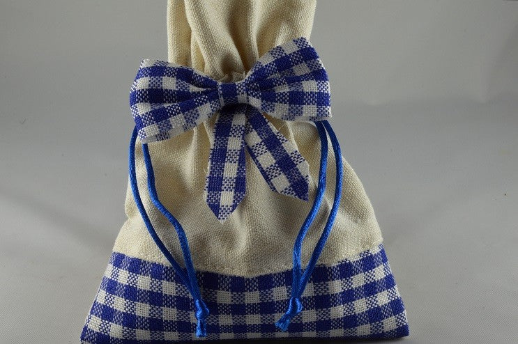 Cream Gingham Gift Bags (Packs of 5)Blue