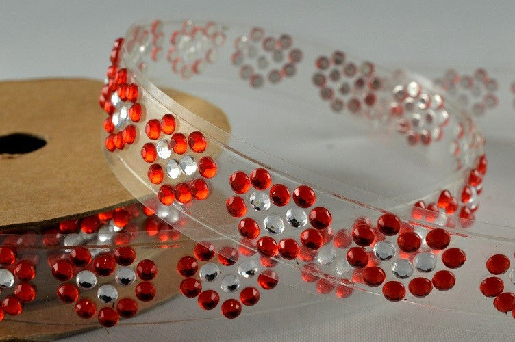 88063 - 15mm Heart Diamante Self Adhesive Strip x 1 Metre!