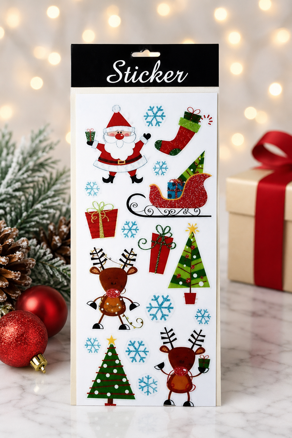88093 - Reindeer, Sleigh & Santa Christmas Stickers!