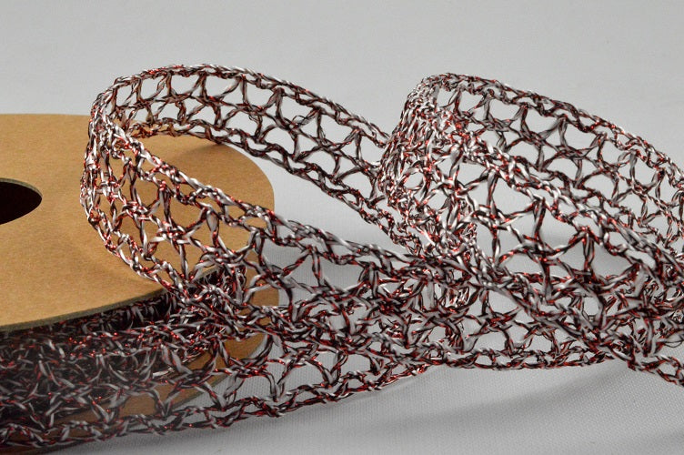 15mm Red Coloured Lurex Mesh x 10 Metre Rolls!