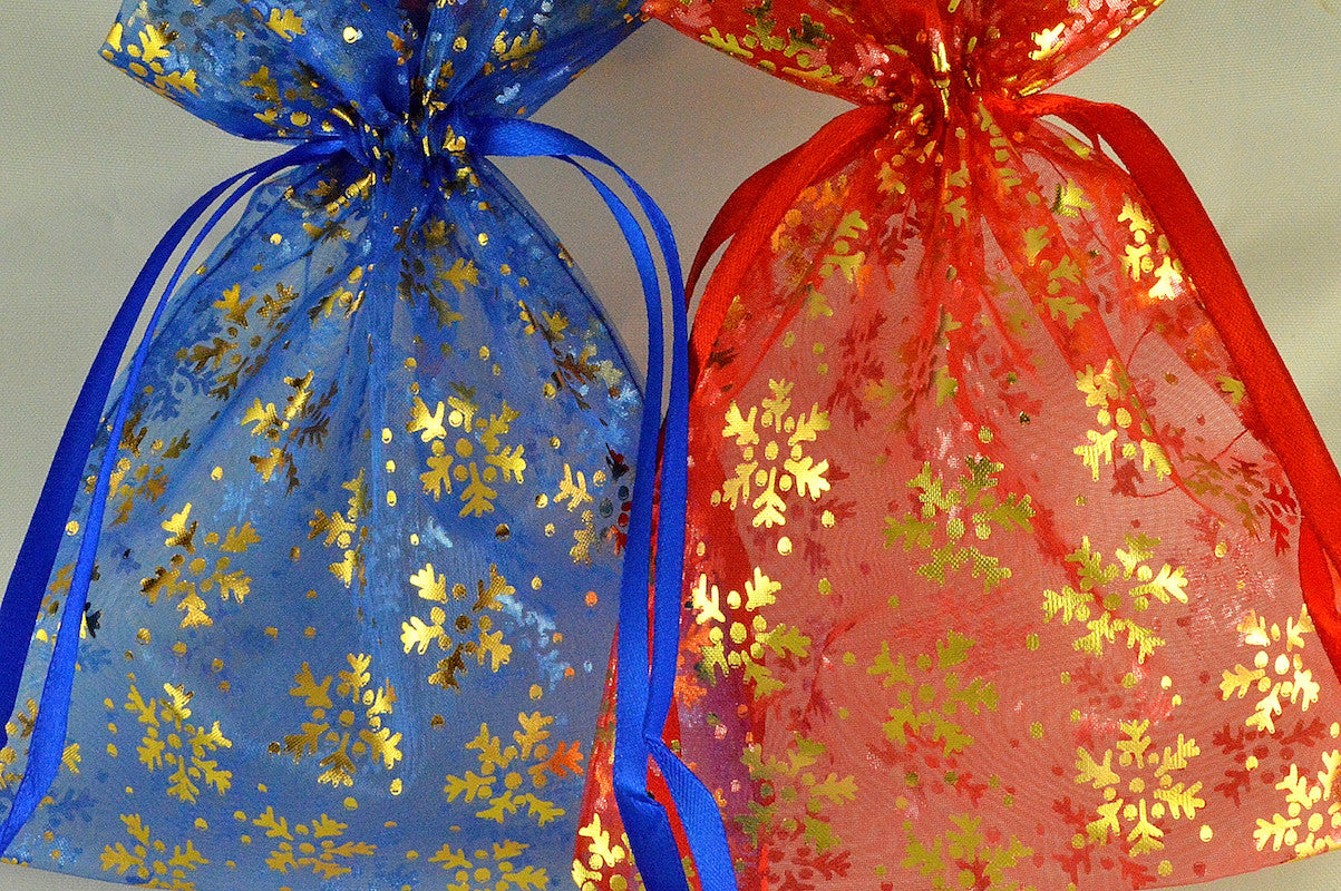 Snowflake Printed Organza Bags (Set of 3 Bags)
