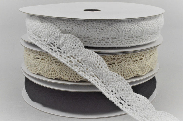 20mm Vintage Cotton Lace Ribbon (10 Metre Rolls)
