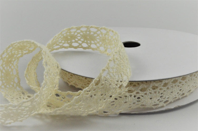 20mm Cotton Lace Ribbon (10 Metre Rolls)Natural