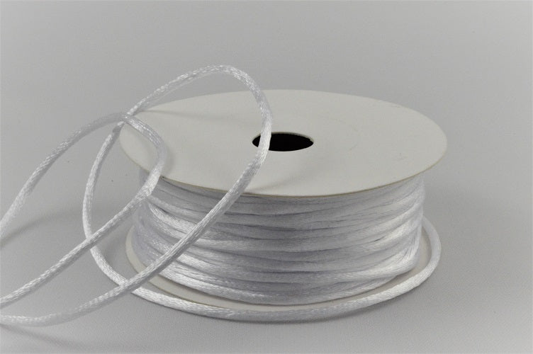 1mm & 2mm Rattail Stringing Satin Cord x 25 Metre Rolls!1mm / 01 White