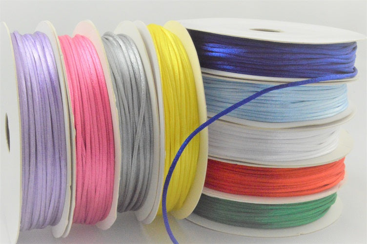 1mm & 2mm Rattail Stringing Satin Cord x 25 Metre Rolls!