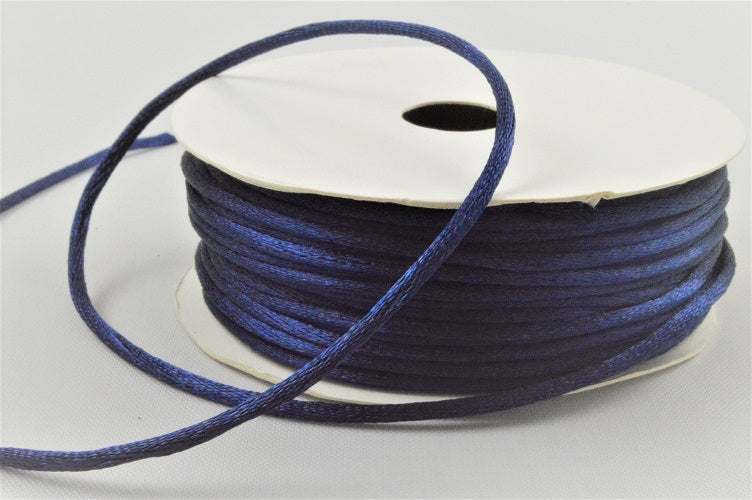 1mm & 2mm Rattail Stringing Satin Cord x 25 Metre Rolls!1mm / 79 Navy Blue