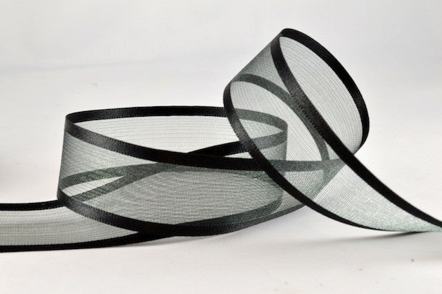 54420 - 10mm, 15mm, 25mm, 40mm & 70mm Satin Sheer Ribbon x 25 Metre Rolls10mm / 88 Black