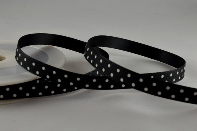 10mm Polka Dot Ribbon x 20 Metre Rolls!Black