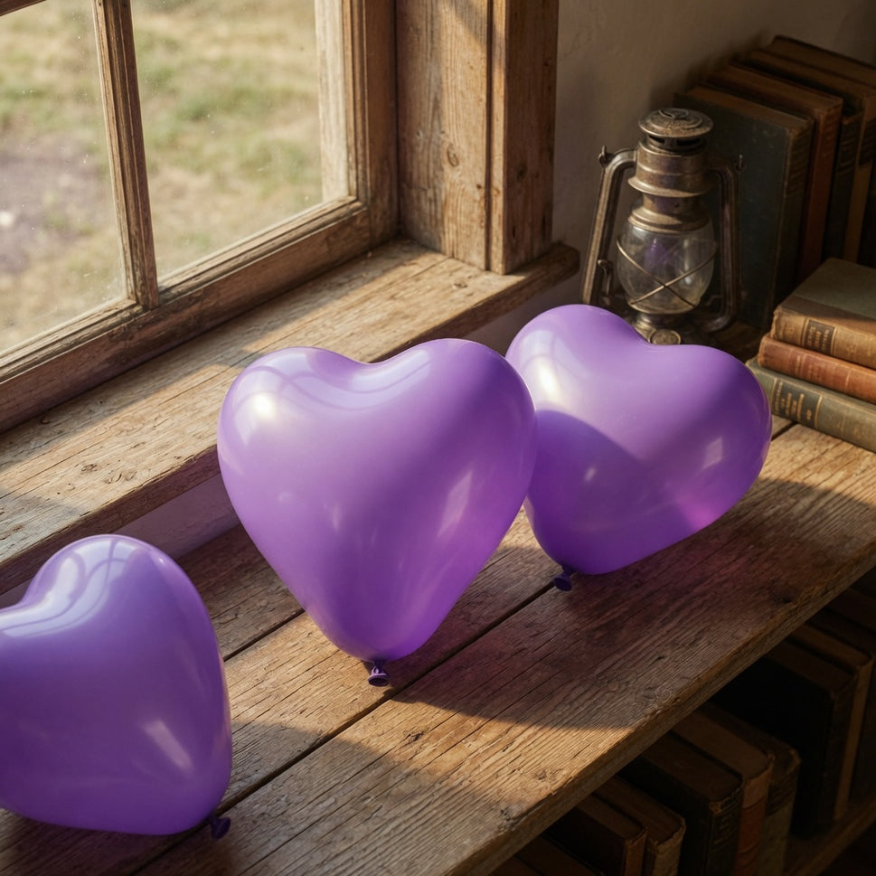 12" Purple Love Heart Latex Balloons (Pack of 6)