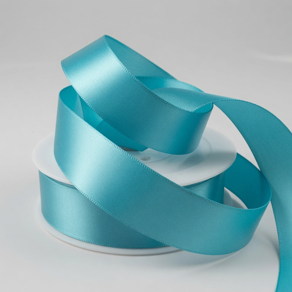 Double-Sided Satin Ribbon, 3-50mm Widths3mm / Aqua Blue / 50 Metres
