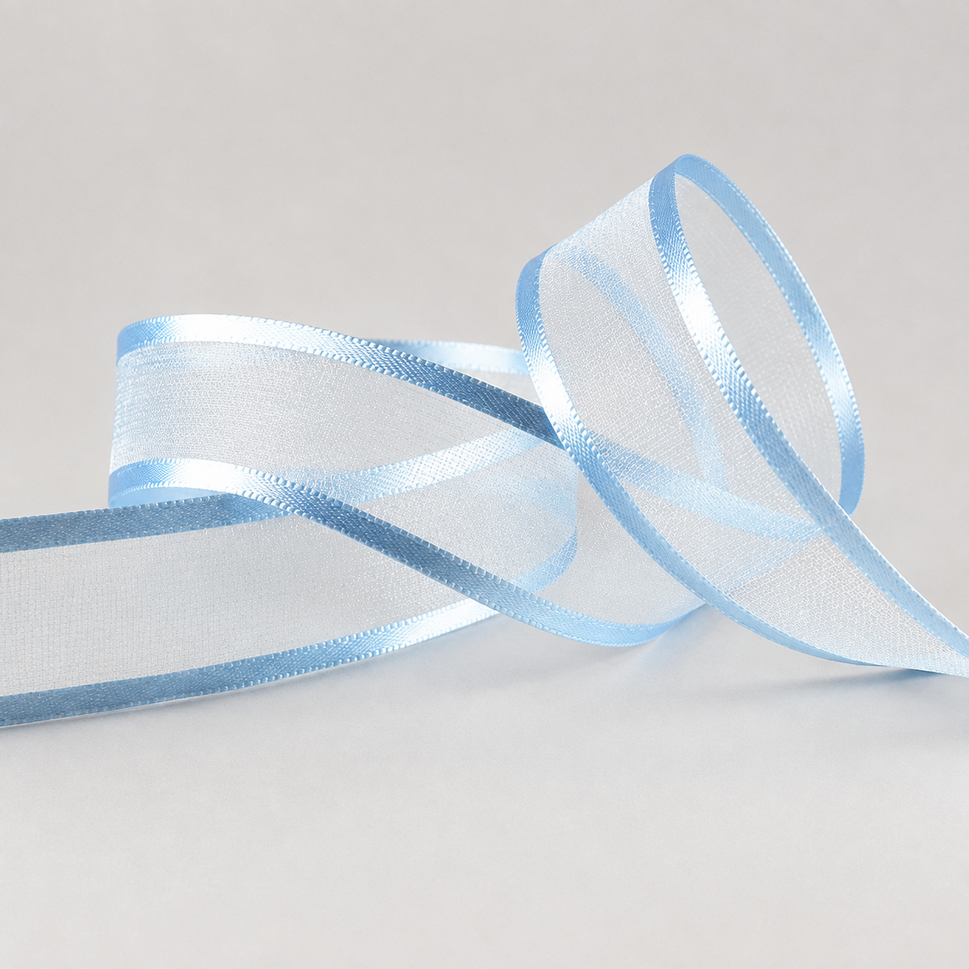 10mm, 15mm, 25mm, 40mm & 70mm Satin Sheer Ribbon x 25 Metre Rolls!10mm / Baby Blue