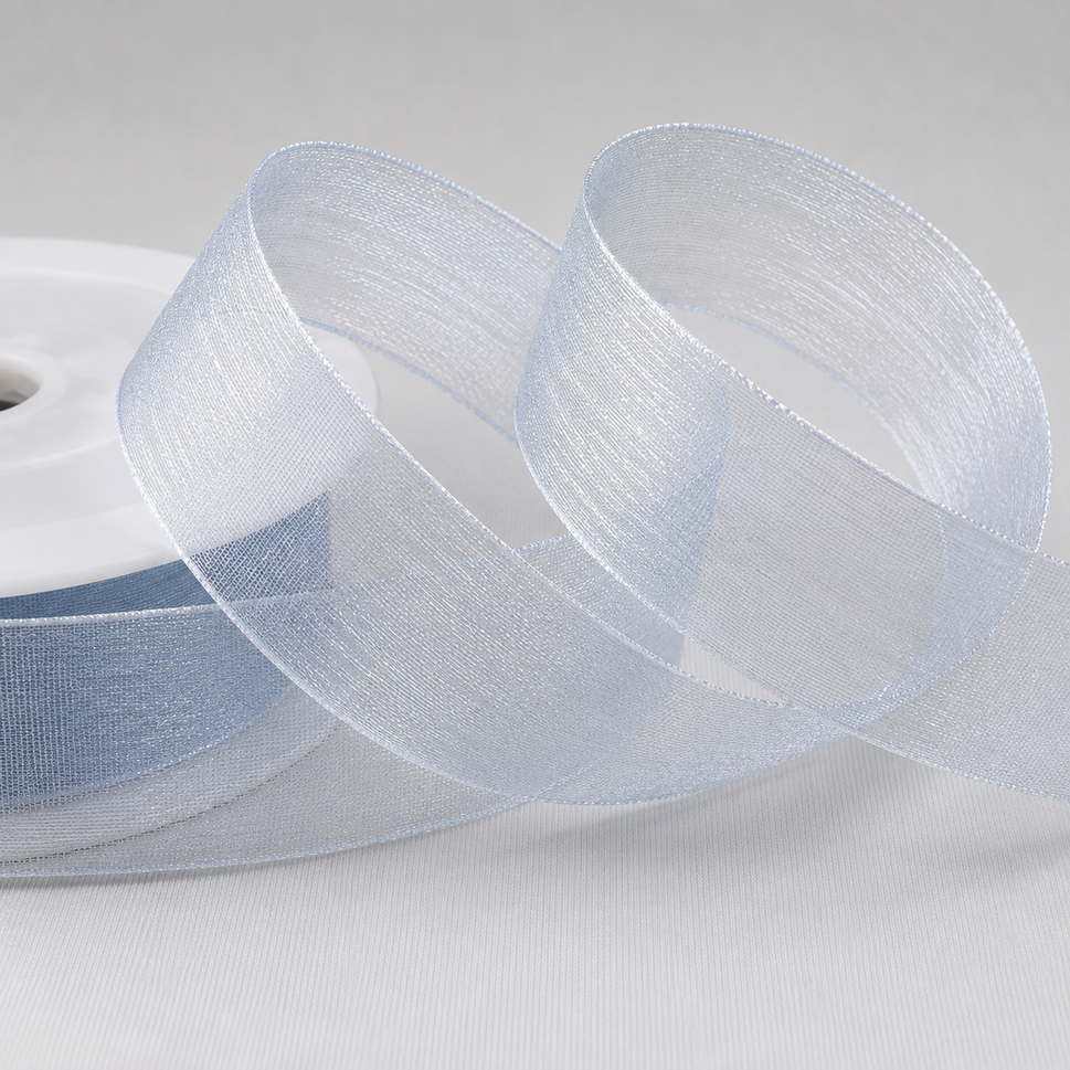 3mm,  9mm, 15mm, 25mm & 40mm Sheer Organza Ribbon3mm / Baby Blue / 50 Metres