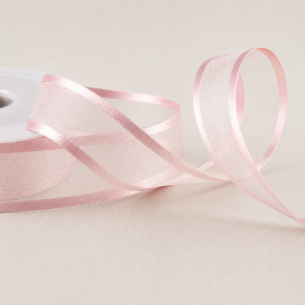 10mm, 15mm, 25mm, 40mm & 70mm Satin Sheer Ribbon x 25 Metre Rolls!10mm / Baby Pink