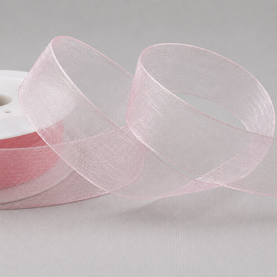 3mm,  9mm, 15mm, 25mm & 40mm Sheer Organza Ribbon3mm / Baby Pink / 50 Metres