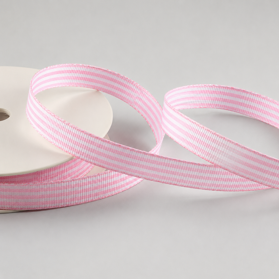 5mm Woven Stripe Ribbon x 25 Metre Rolls!Baby Pink