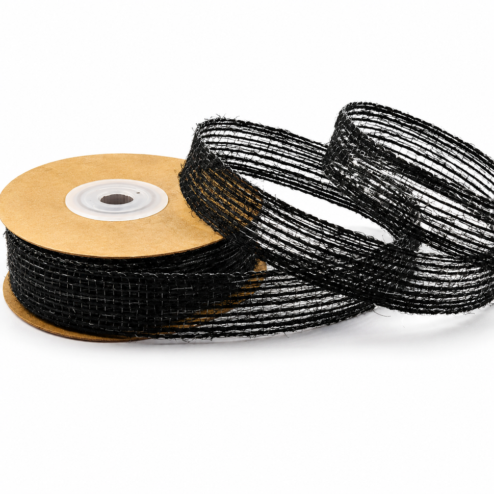 10mm, 15mm & 25mm Eco Jute Woven Ribbon x 10 Metres!10mm / Black