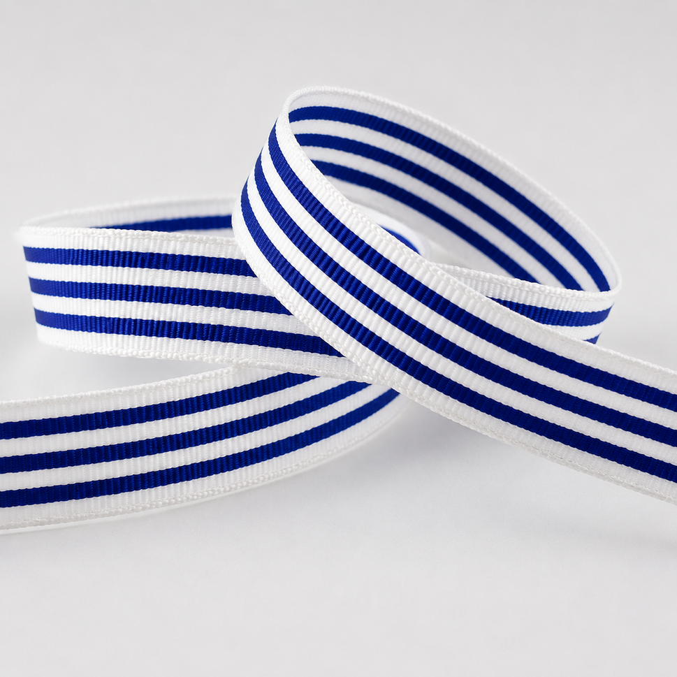 15mm Modern Candy Stripes Ribbon x 20 Metre Rolls!Blue