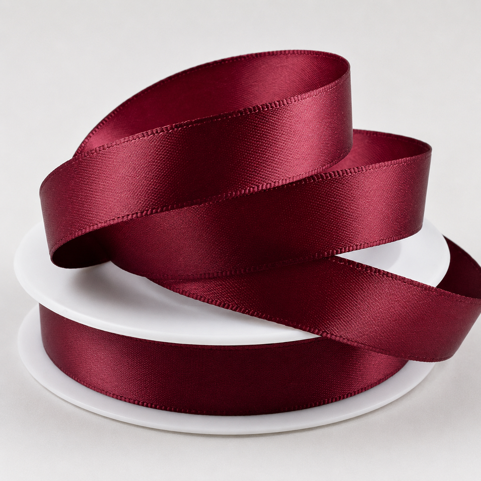 Double-Sided Satin Ribbon, 3-50mm Widths3mm / Burgundy / 50 Metres