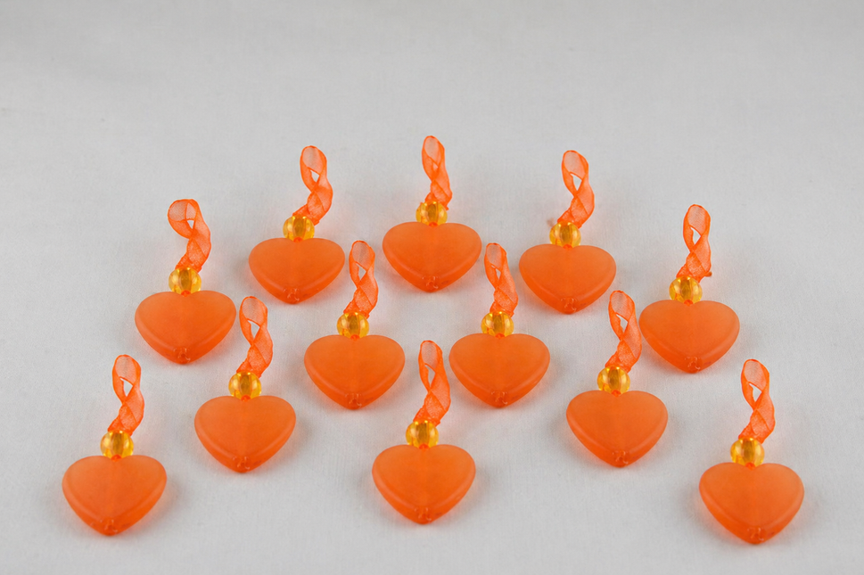 24mm Orange Hearts & Sheer Ribbon Loop (24 Pieces)