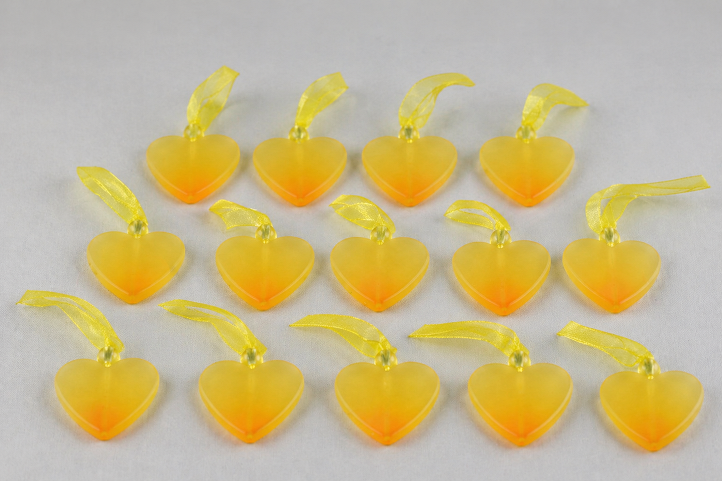 40mm Yellow Hearts & Sheer String Loop (12 Pieces)
