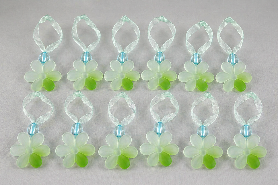 24mm Green Sunflower & Sheer Hanging Loop (24 Pieces)