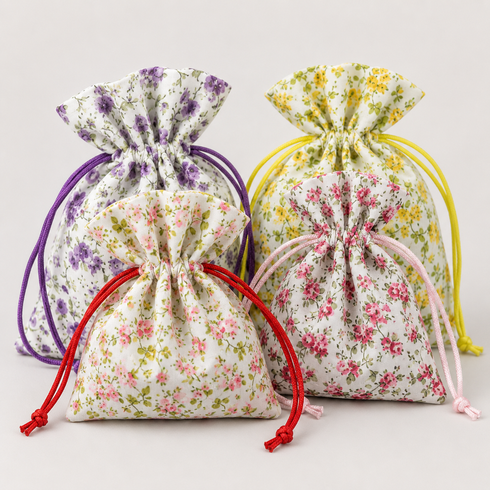 Set of 3 Floral Gift Bags with Draw Strings! (Pack of 3)