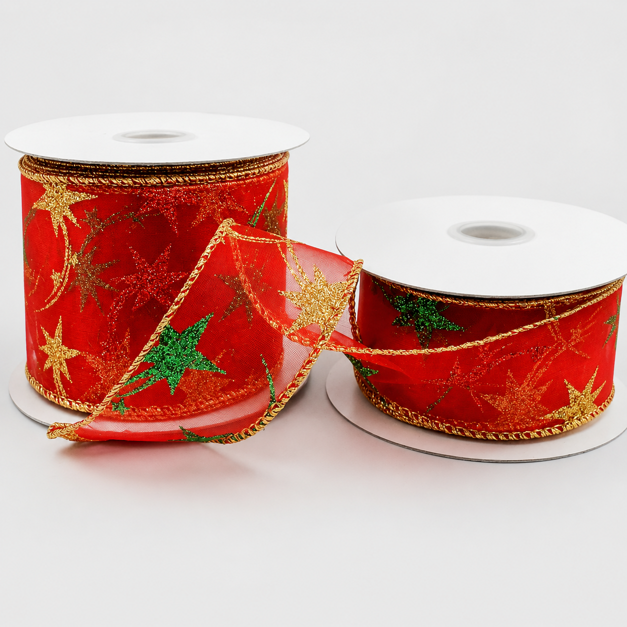 38mm & 63mm Wired Lurex Edge Sparkly Star Ribbon x 10 Metres!