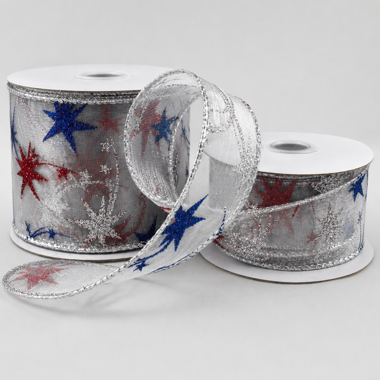 38mm & 63mm Wired Lurex Edge Sparkly Star Ribbon x 10 Metres!