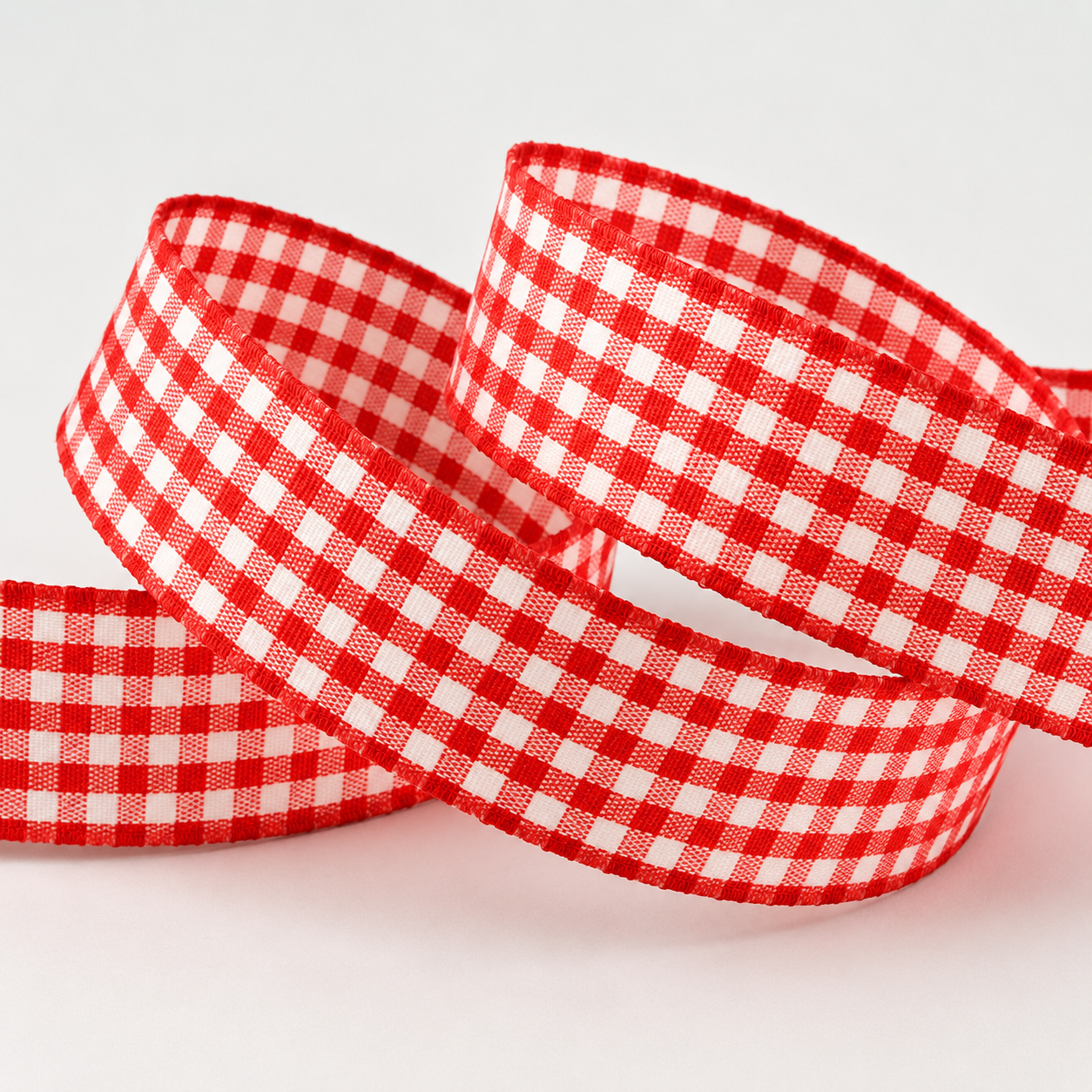 15mm, 25mm & 40mm Red & White Gingham Ribbon x 25 Metre Rolls!