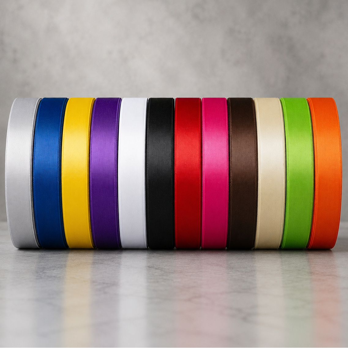 15mm, 25mm & 38mm Single Faced Satin Ribbon x 20 Metre Rolls!