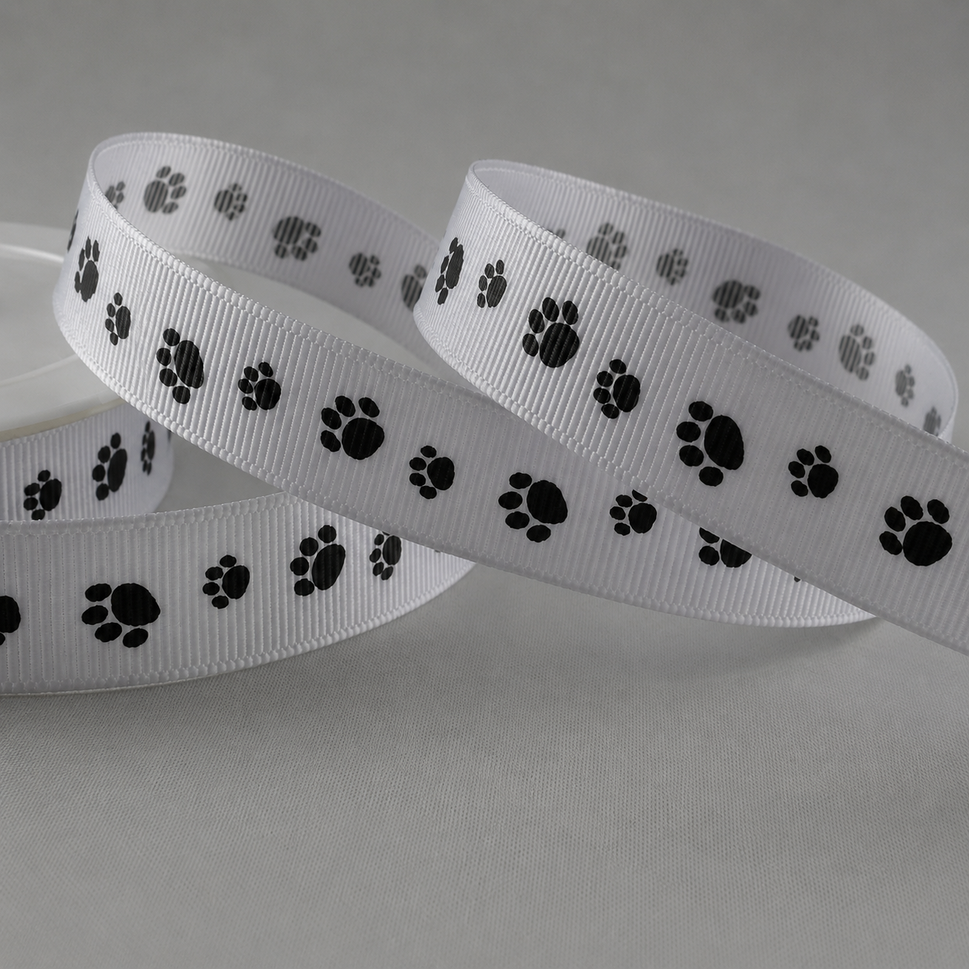 16mm Grosgrain Paw Feet Ribbon x 20 Metres!