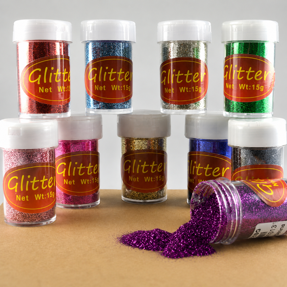 15g Pots of Colourful Glitter