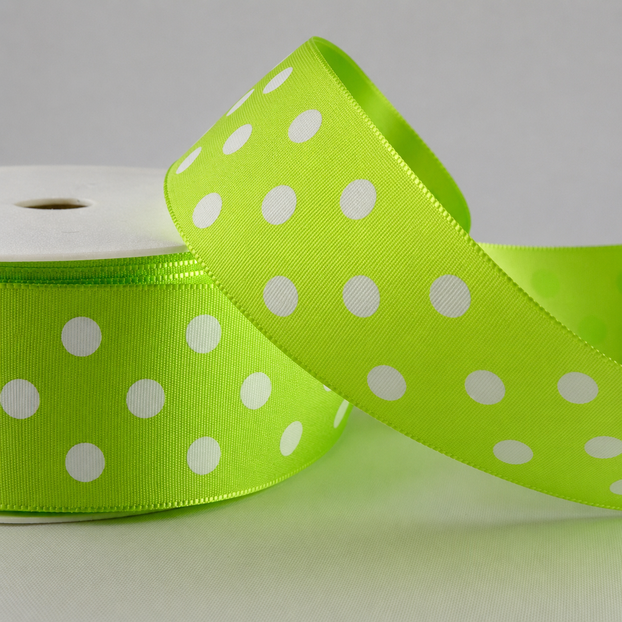 38mm Large White Polka Dot Ribbon (20 Metre Rolls)