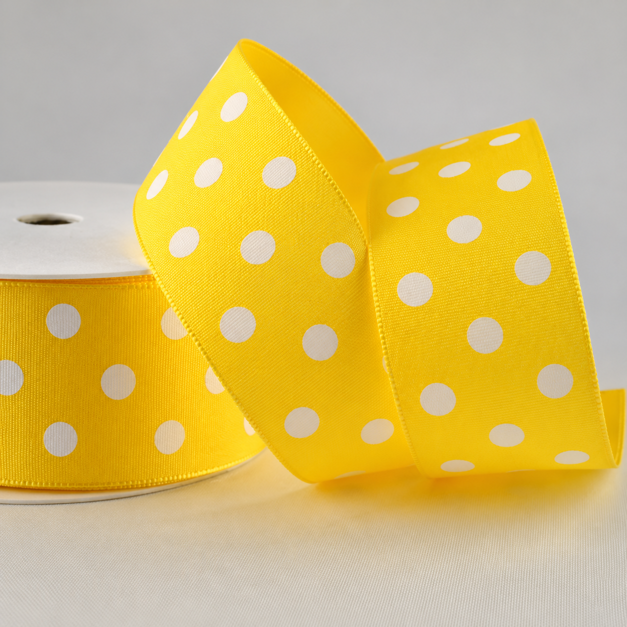 38mm Large White Polka Dot Ribbon (20 Metre Rolls)
