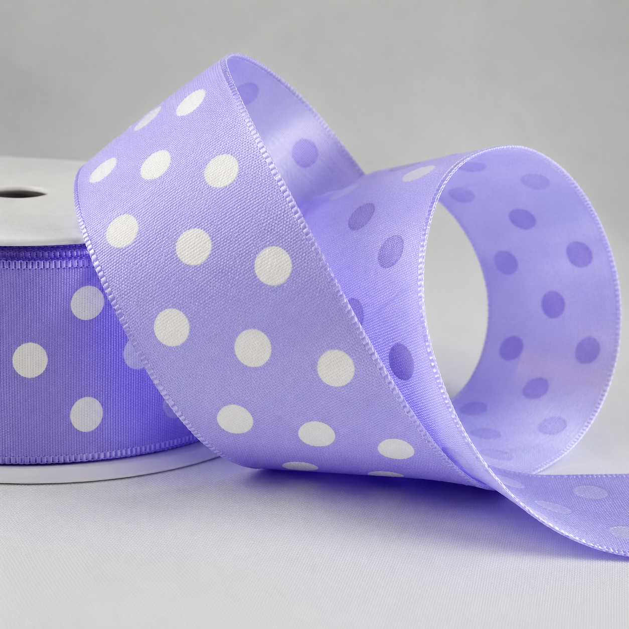38mm Large White Polka Dot Ribbon (20 Metre Rolls)