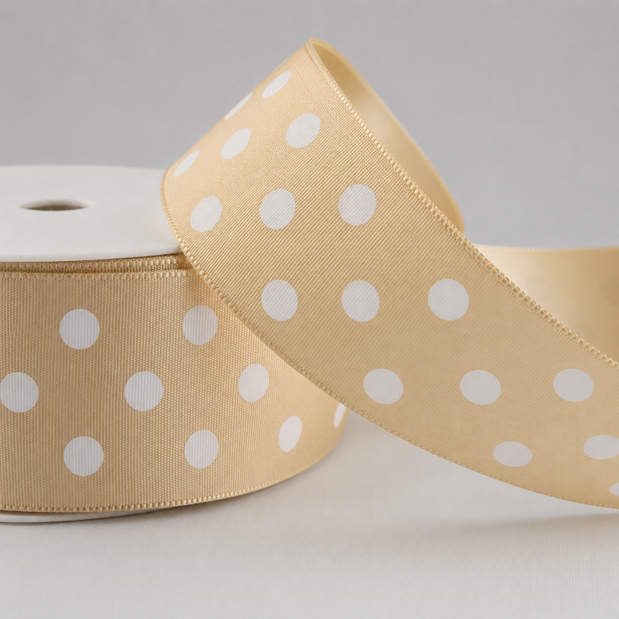 38mm Large White Polka Dot Ribbon (20 Metre Rolls)