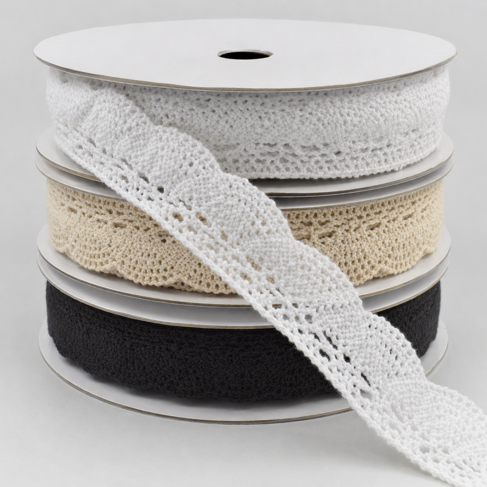 20mm Vintage Cotton Lace Ribbon (10 Metre Rolls)