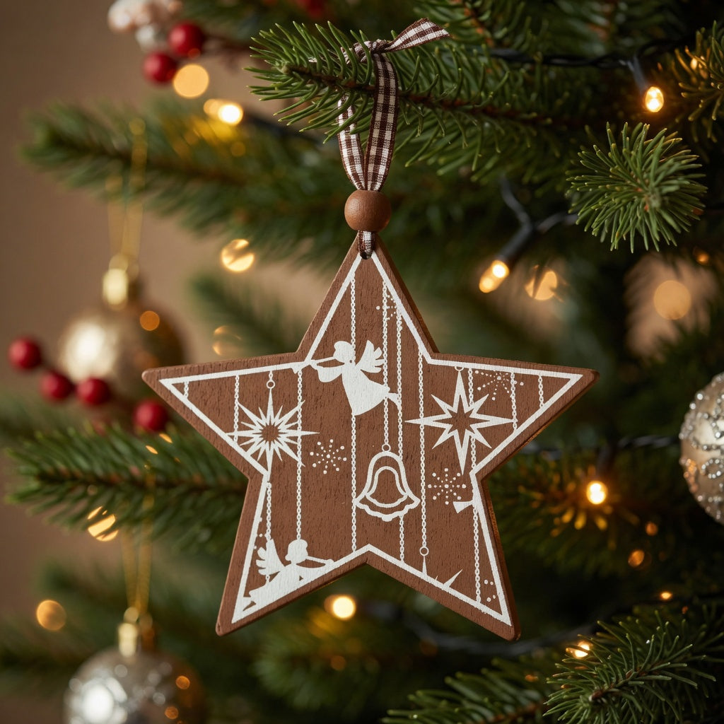Wooden Christmas Hanging Star Decoration!