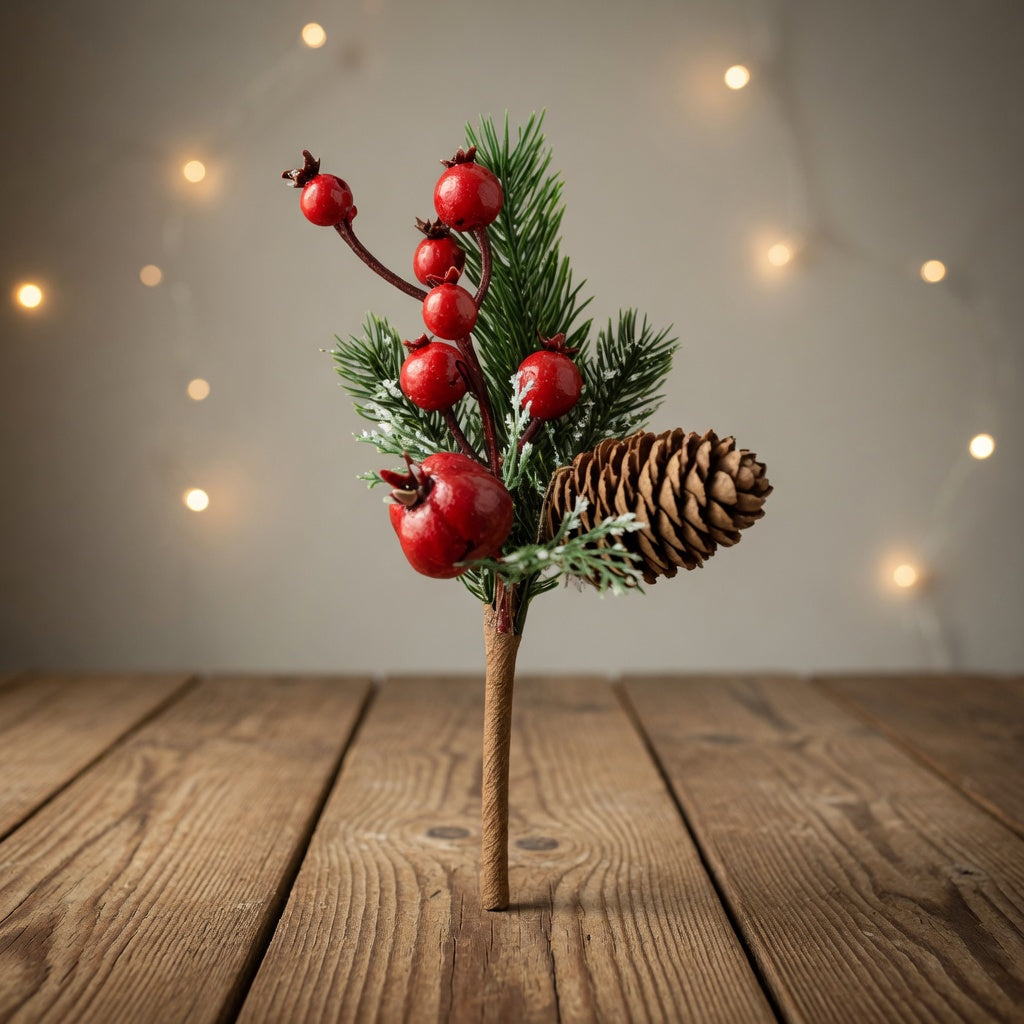 Berries & Pine Cone Christmas Pick