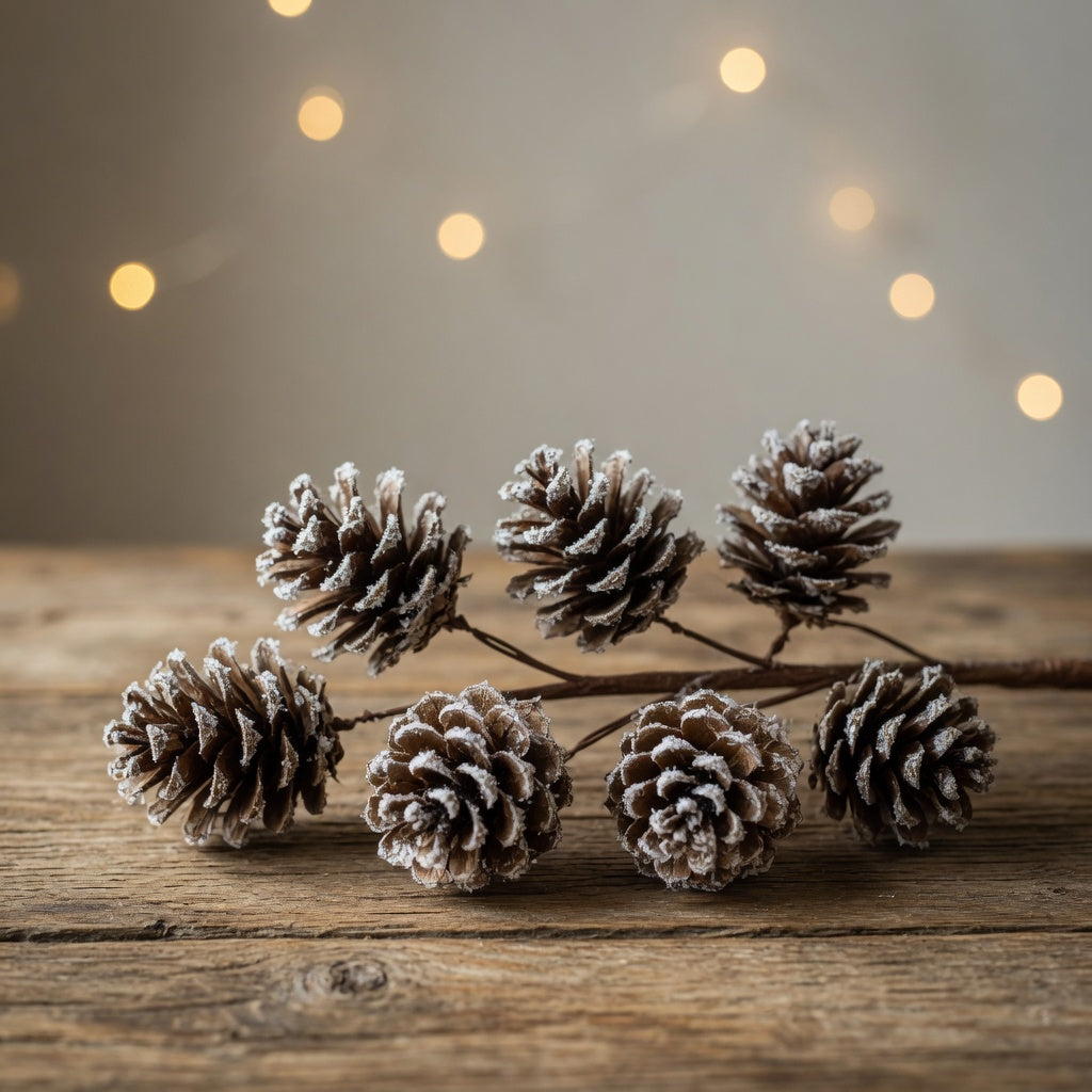 Winter Frosted Pine Cone Floral Pick