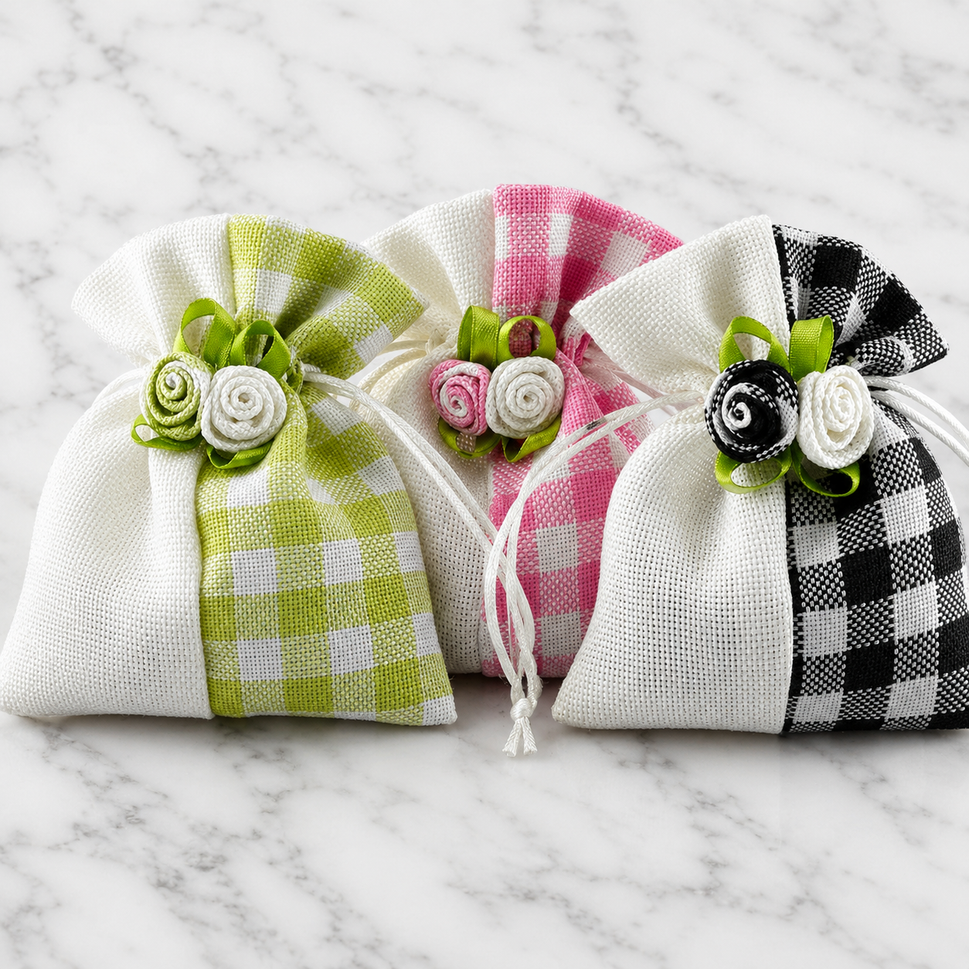 Floral Gingham Gift Bags (5 Bags Per Pack)