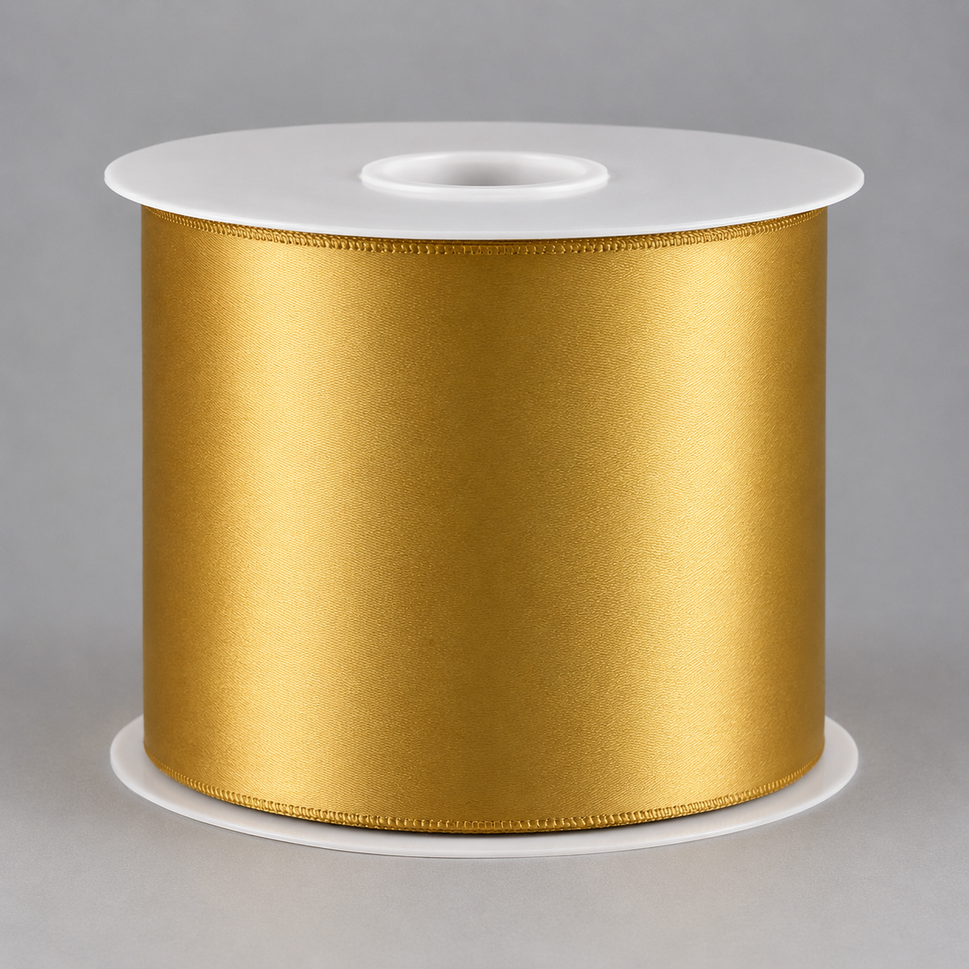 Single-Sided Satin Sash Ribbon, 100mm x 50mGold