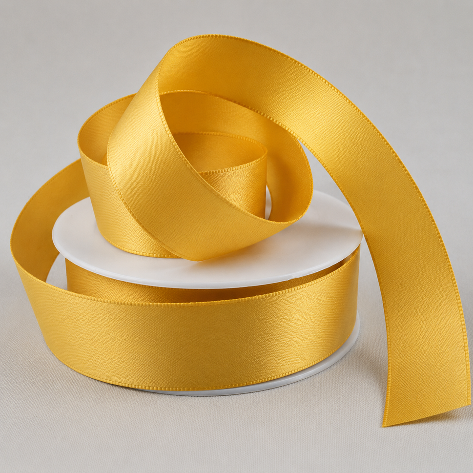 Double-Sided Satin Ribbon, 3-50mm Widths3mm / Gold / 50 Metres