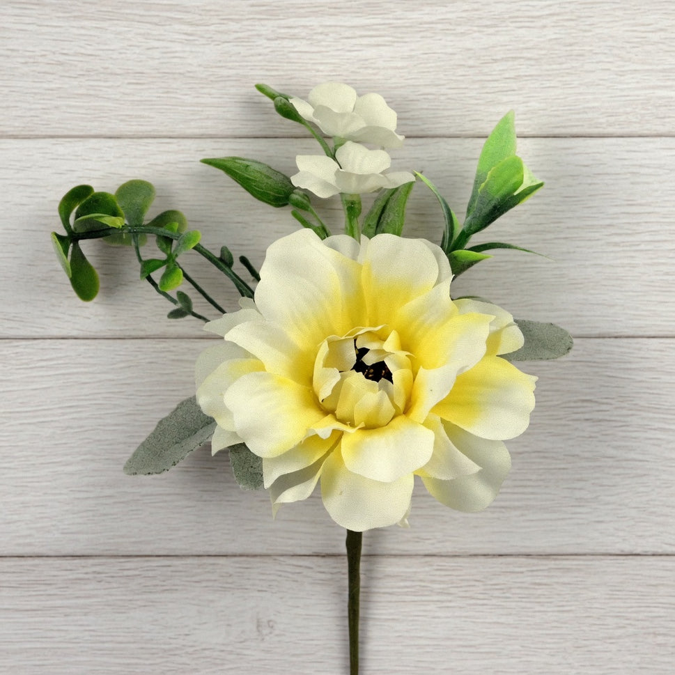 Delicate Petals & Leaves Floral PickGolden White
