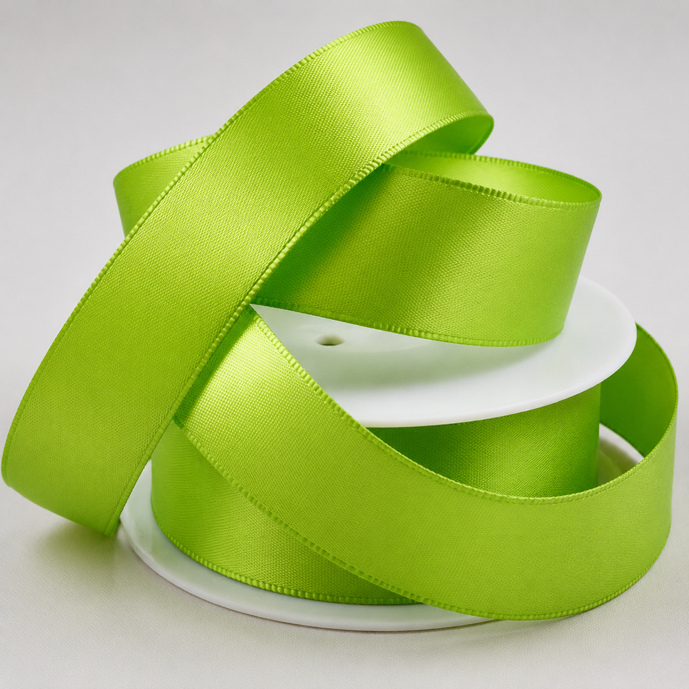 Double-Sided Satin Ribbon, 3-50mm Widths3mm / Green / 50 Metres