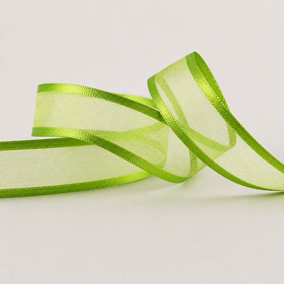 10mm, 15mm, 25mm, 40mm & 70mm Satin Sheer Ribbon x 25 Metre Rolls!10mm / Green